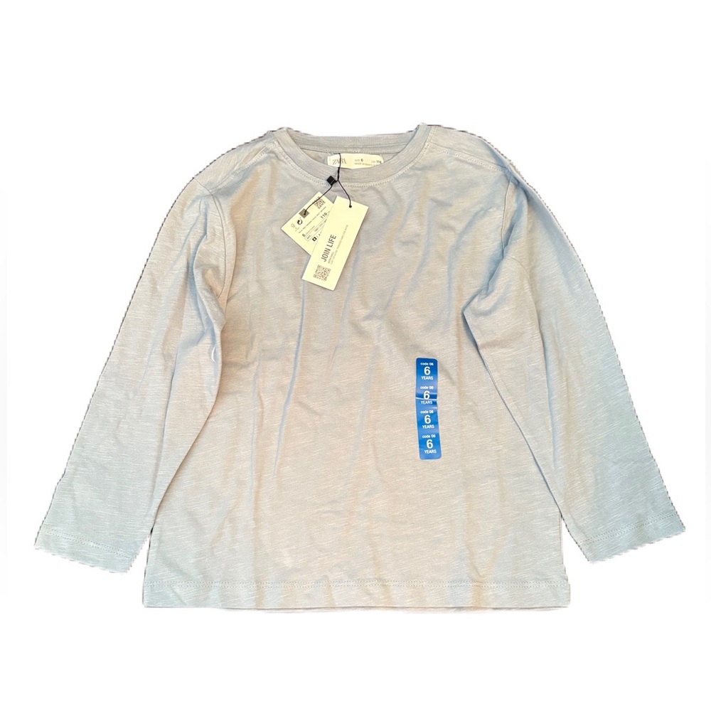Zara Kids Blue Long Sleeve Tee - Size 6 - Picture 1 of 4